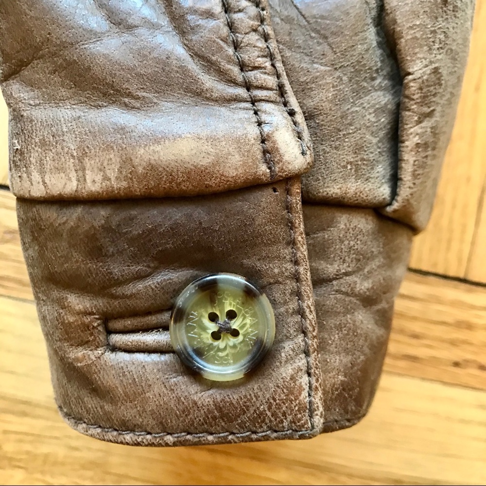 Jos A Bank leather bomber jacket. Size: L - Picture 5 of 8